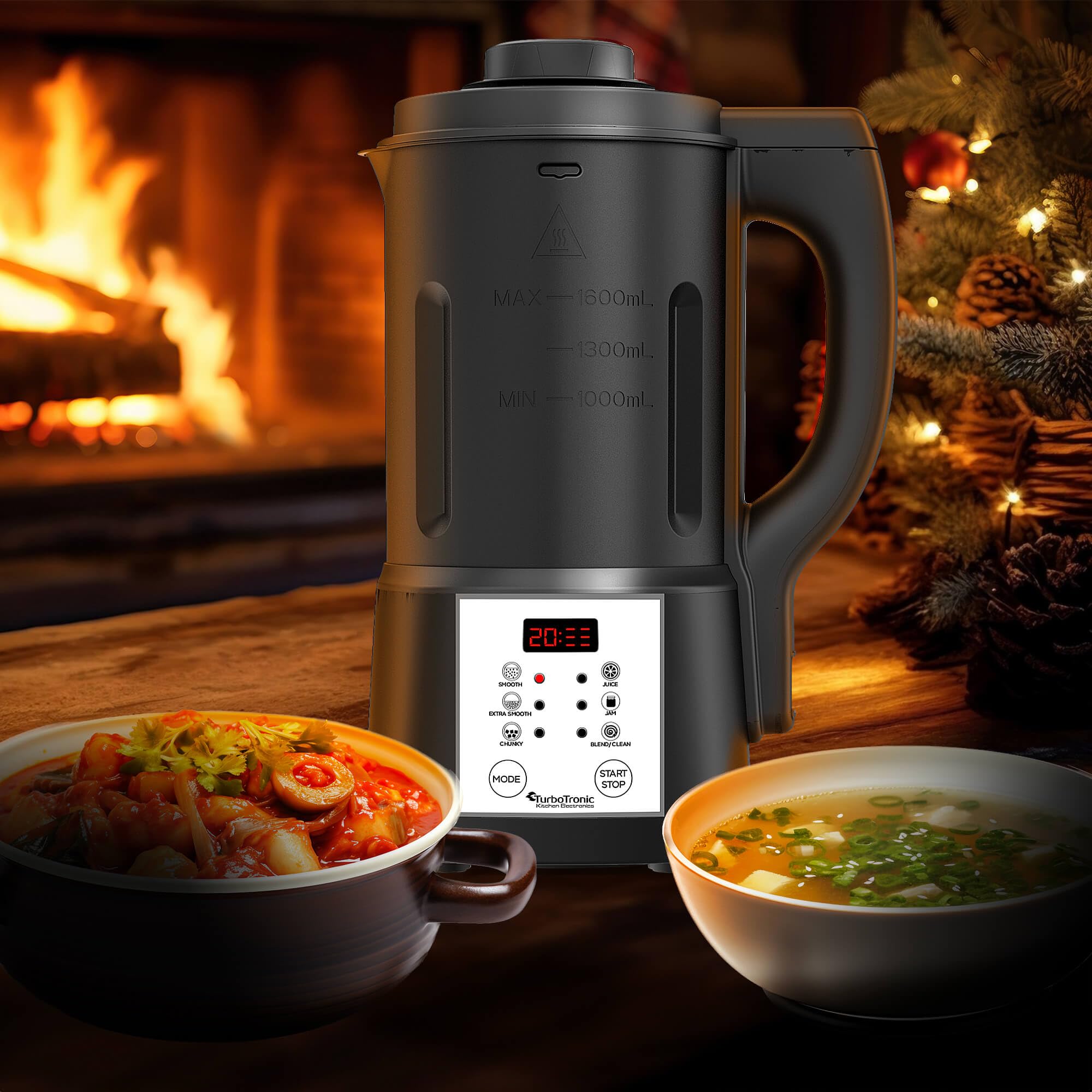 TurboTronic Mixeur à Soupe 1,6L, 1000W - 6 Programmes, Multifonction pour Soupes, Smoothies et Alimentation pour Bébés - Idéal pour les Familles