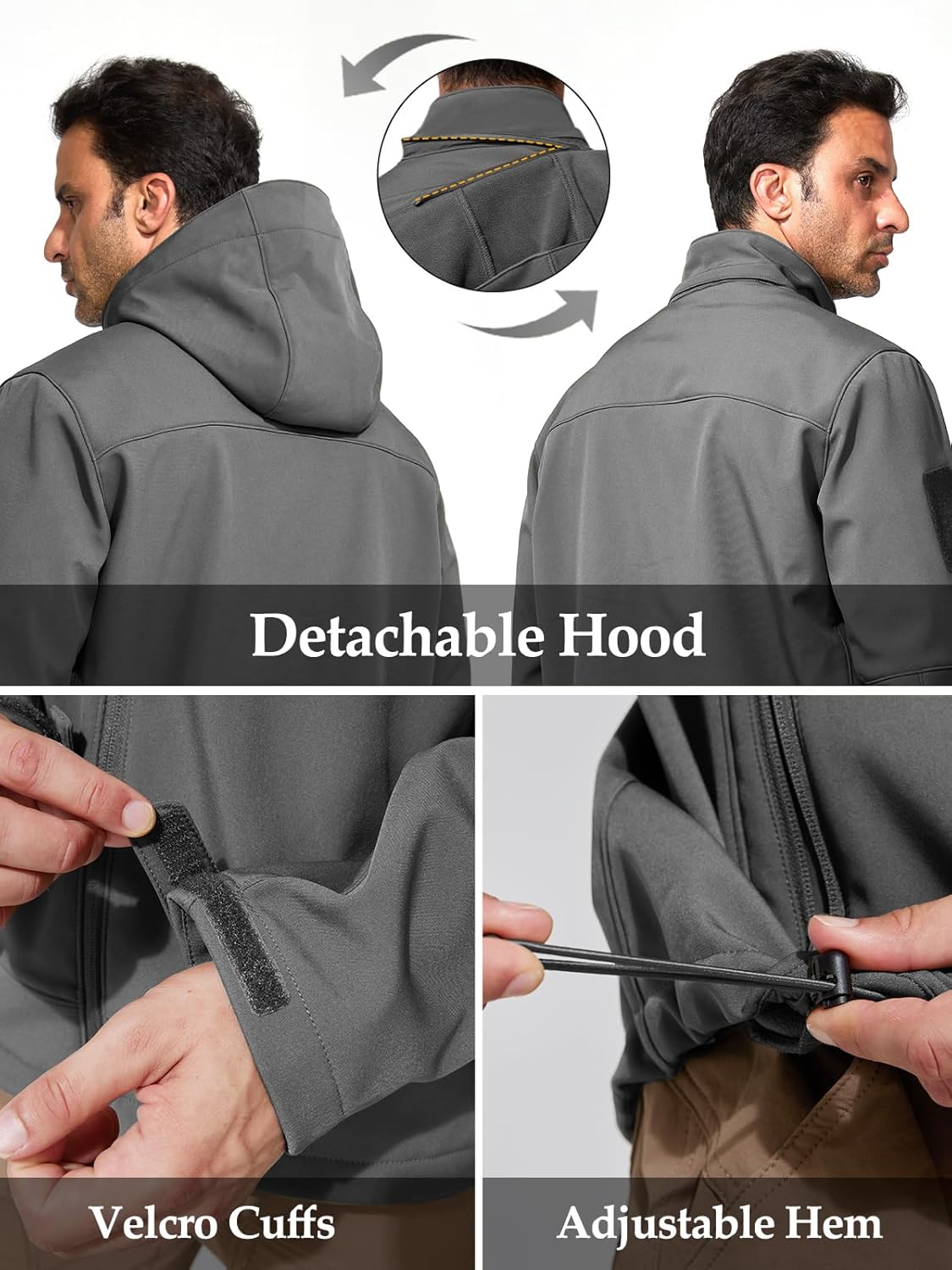 Mens Jacket Waterproof Hooded Coats Tactical Soft Shell Jackets for Men - Image 8