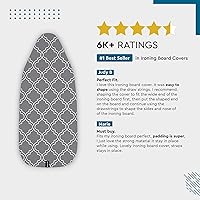 Vista 5 de Encasa XO Funda y almohadilla para tabla de planchar de 42 x 14 pulgadas, acolchado de fieltro de 0.118 in de grosor, ajuste y bloqueo de cordón
