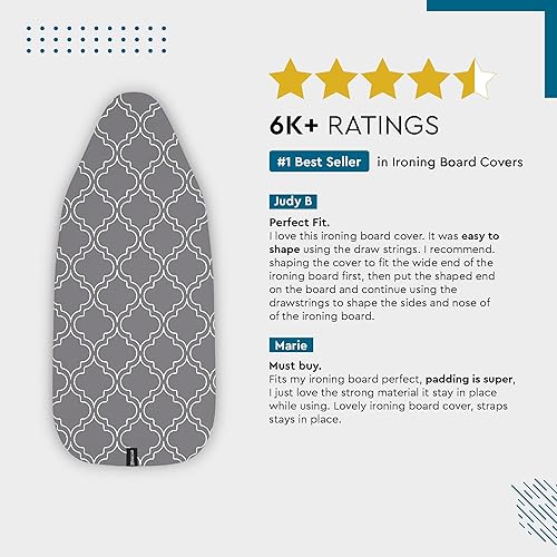 Miniatura 5 de Encasa - Fundas para tabla de planchar (14 x 42 pulgadas) con cordón de ajuste con acolchado de fieltro grueso de 0.118 pulgadas, ajuste fácil,