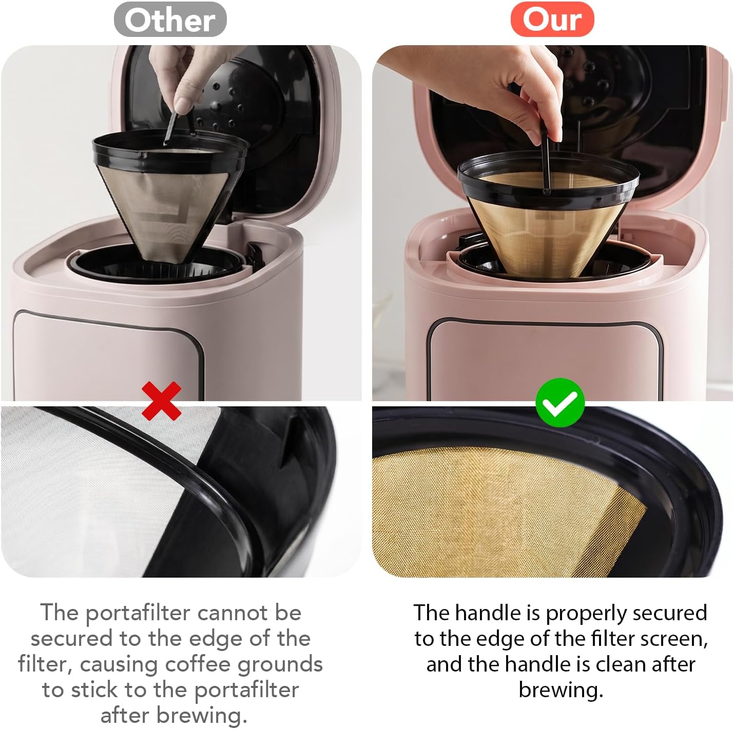 2 Pack Reusable Coffee Filters for Beautiful Drew Barrymore Coffee Maker image 3