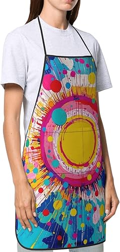 Miniatura 3 de Delantal de artista de pintura colorida con 2 bolsillos, regalos para profesores de arte, estudiantes, pintores, delantales ajustables impermeables