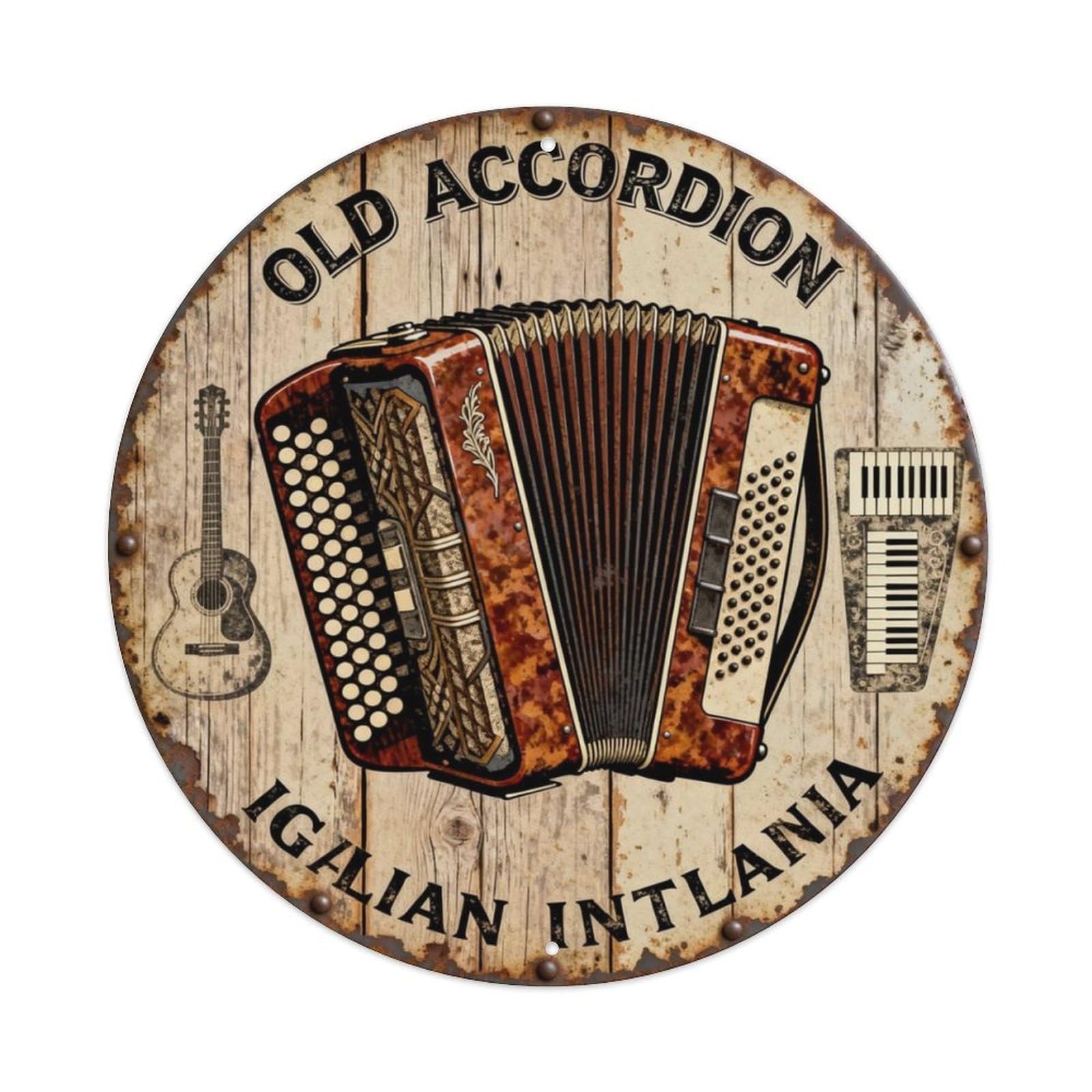 OLD ACCORDION Metal Tin Sign Plaque