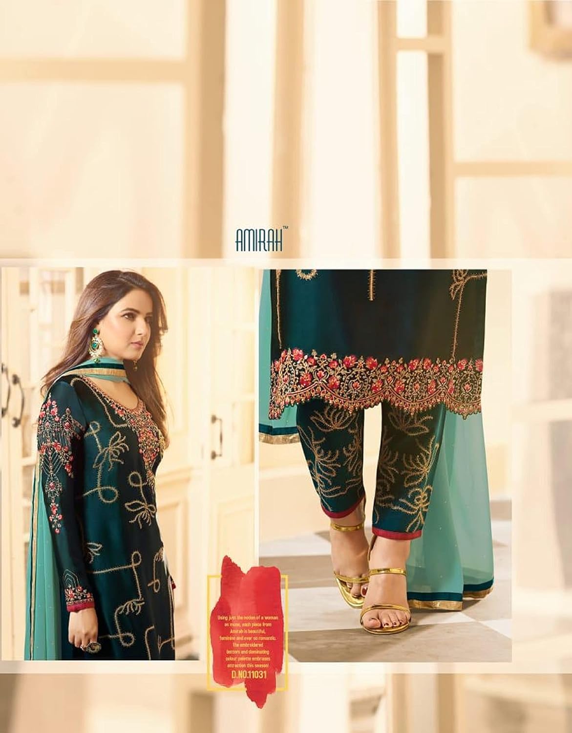 Bollywood Designer Pakistani Indian Women's Wear Shalwar Kameez Palazzo Dupatta Suits (Dark Green, 6 US Small (Chest-38 Waist-34))