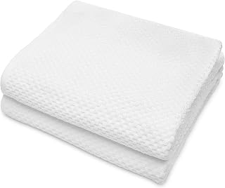 Cotton Craft Euro Spa Waffle Weave Bath Sheets Set of 2 - Oversized 35x70 Inch 100% Cotton Luxury Towels, White