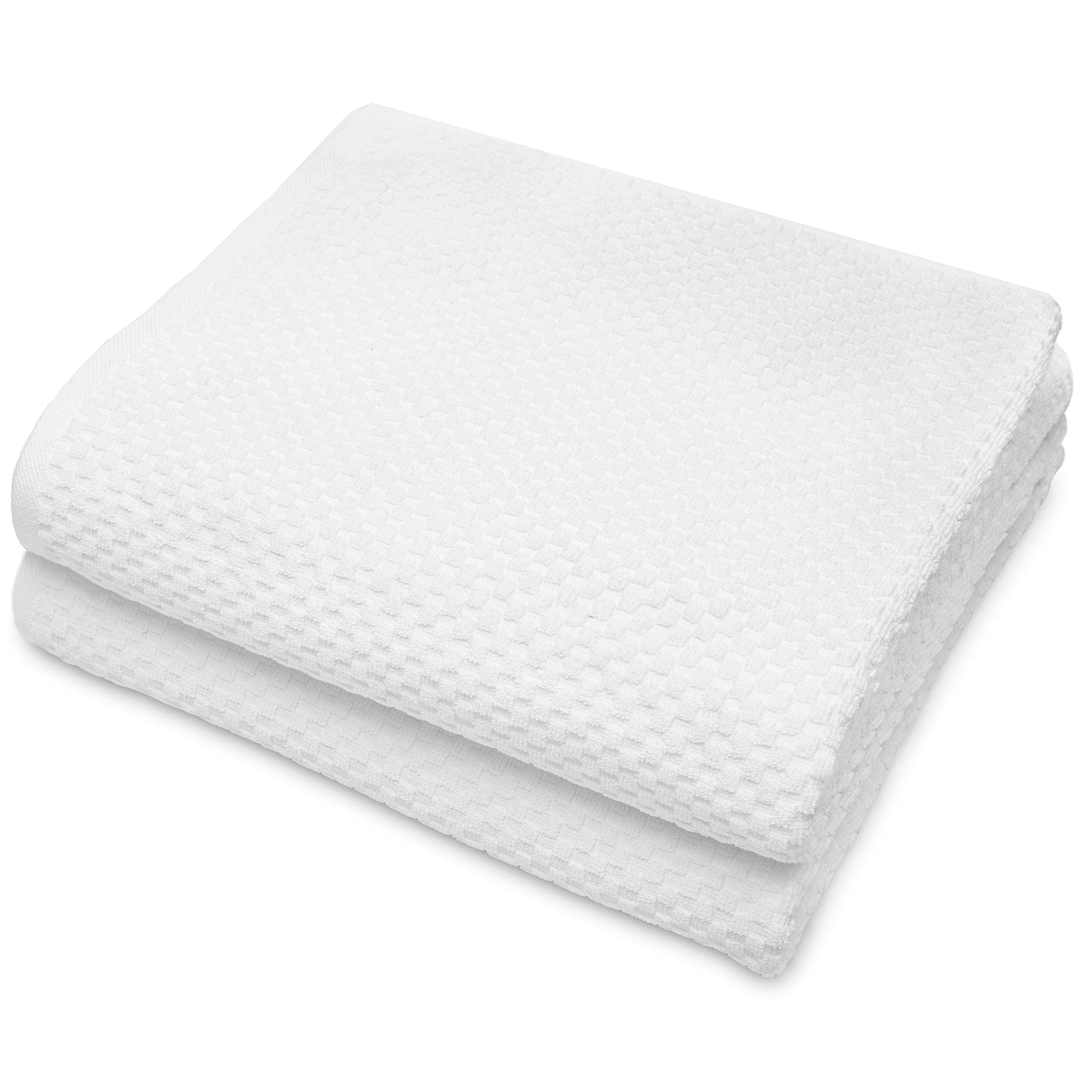 Algodón Craft – 2 juegos de toallas de baño EuroSpa de gran tamaño, en tela gofrada, de 35 x 70 – Color blanco – 100% algodón puro, peinado e hilado – Puro lujo inspirado en los mejores spas y centros turísticos europeos.