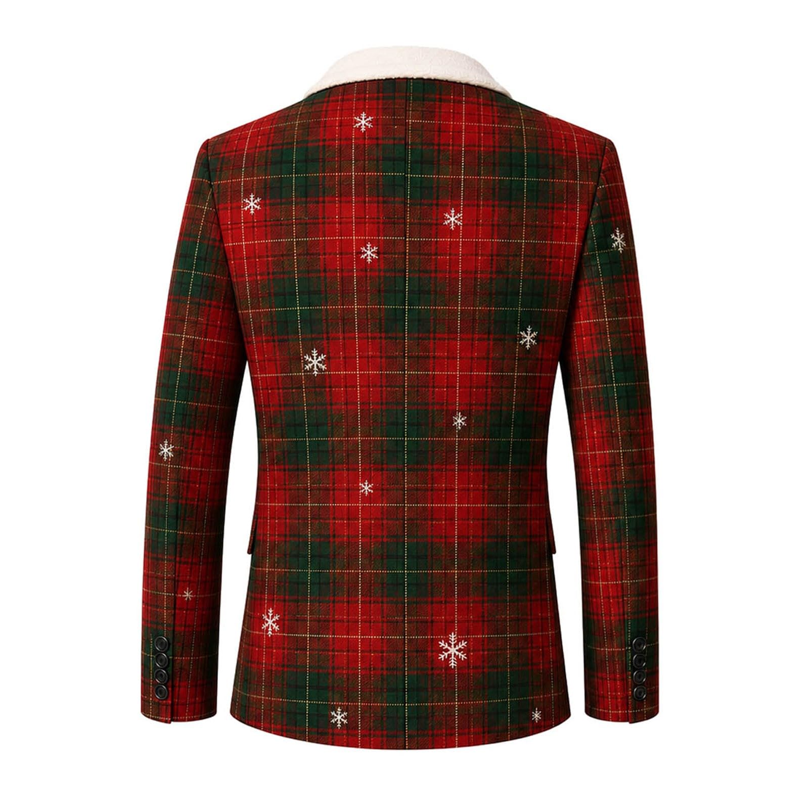 Rote Herren-Weihnachtsjacke mit Weihnachts- Schneeflockenmuster, Schalkrage