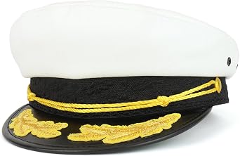 Armycrew Cotton Yacht Captain Costume Hat with Gold Oak Leaf and Rope