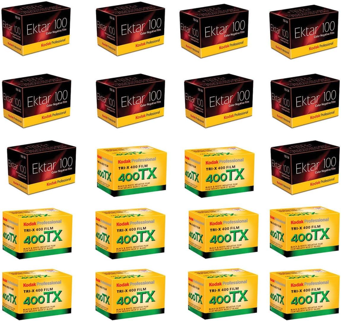 KODAK 10 x Ektar 100 Color Negative Film ISO 100, 35mm Size, 36 exp. - Bundle with 10x Tri-X Pan 400, Black & White Negative Film 35mm Size, 36 Exposure