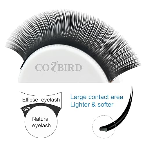 Miniatura 2 de Extensiones de pestañas de elipse planas 0.20 C, rizo C 0.315-0.472 in, bandeja mixta negro natural, suministros de pestañas de visón sintético,