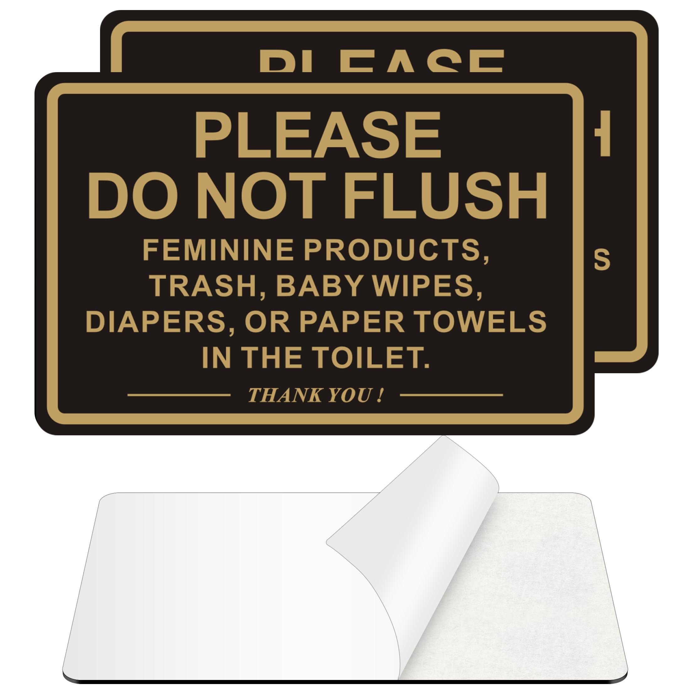(2 PACK) Do Not Flush Sign for Bathroom, Self-adhesive Do Not Flush Anything Except Toilet Paper Sign, Aluminum Metal Signs for Business and Home (