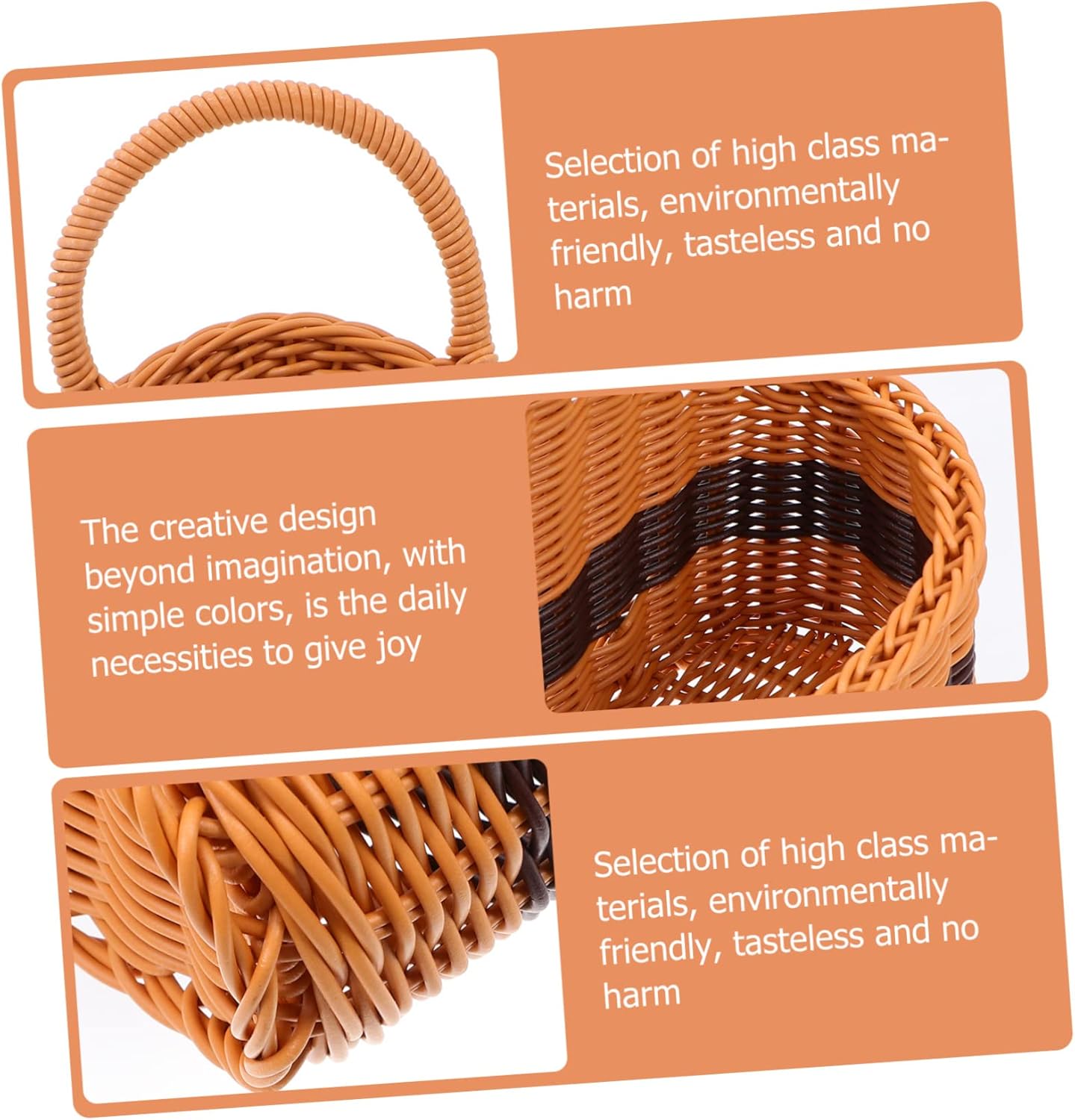 IMIKEYA 3pcs Elegant Decorative Flower Basket Woven Craft Basket Adornment Wall Hanging Hanging for Kitchen for Home Office