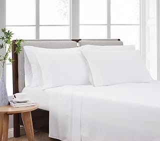 CANNON Heritage Solid Sheet Set White Polyester 6-Piece Queen Sheet Set, Solid Color Themed, for Men and Women, Oeko-TEX Certified Confidence
