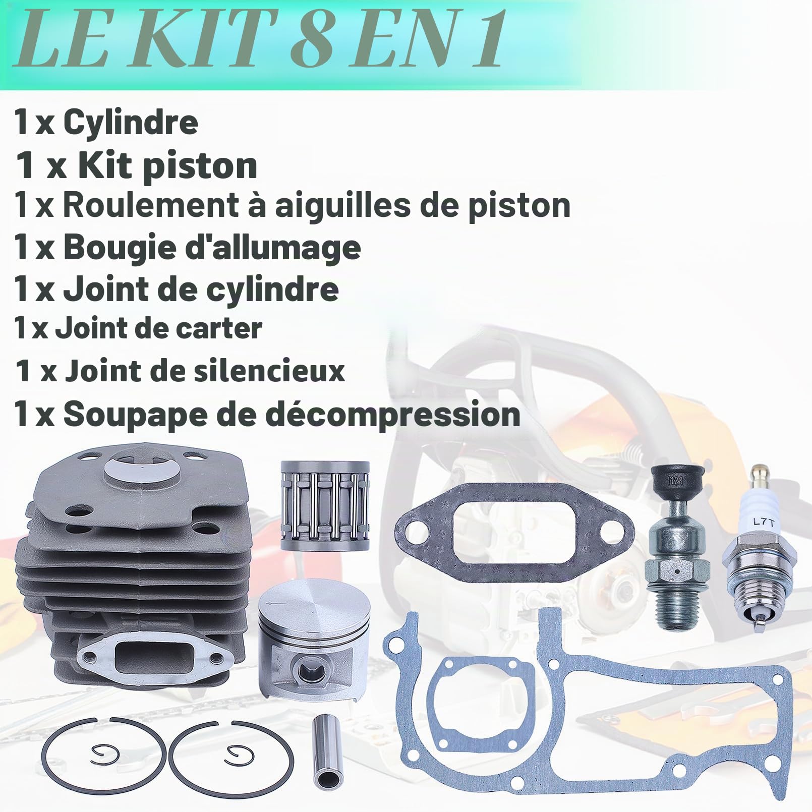 Adefol Piston & Cylindre Assemblage (50mm) pour Jonsered CS 2171 2163 2165 2063 2065 2071 Tronçonneuse
