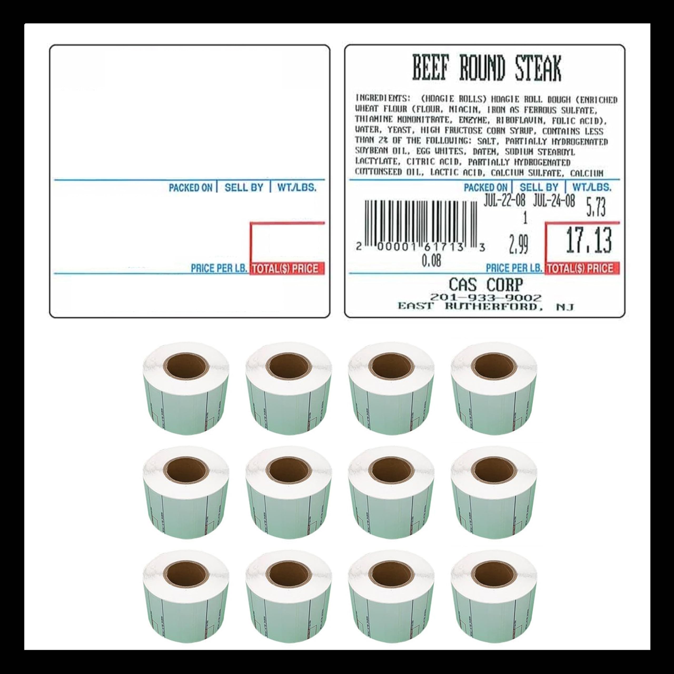 Labels LST-8020 Thermal 12 Rolls - 6000 Labels Printer Printing Scale Compatible with CAS LP-1000 CL-5000 CL-5500 CL-7200, Easy Weigh LS-100, VisionTech DLP-300 (12 Rolls, 8020)