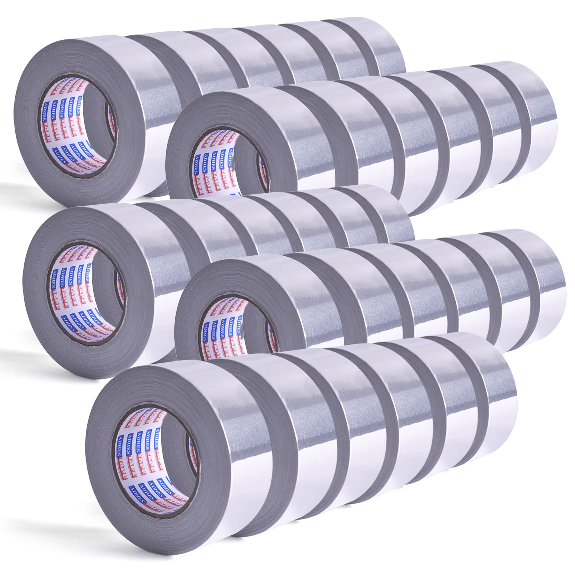 ADHES 30 Stück Aluminium Folienband hitzebeständiges klebeband metallklebeband silber, Hält 80 °C bis 100 °C stand, 2inch/50mm (Width) x70yard/64m(Length)