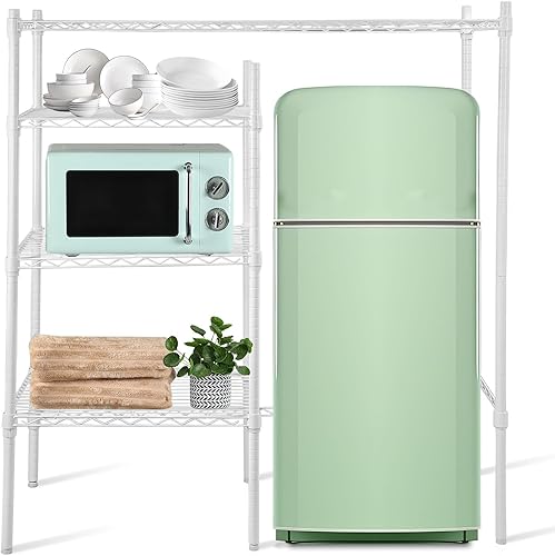 Mini estante para refrigerador de 3 niveles, altura ajustable, color blanco, soporte de almacenamiento para refrigerador y microondas, organizador