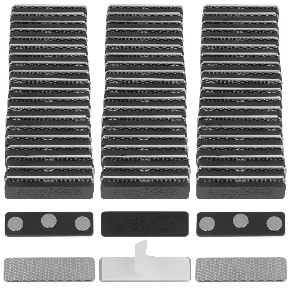 ExcelMark 60 Magnetic Name Badge Holders with 3 Premium Strength Neodymium Magnets