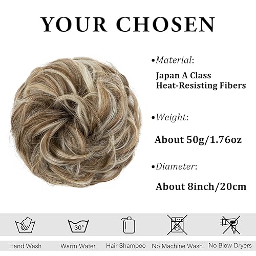 Miniatura 35 de CJL HAIR - Extensión de cabello grueso, ondulado o rizado, sintético, tipo cola de caballo o rodete desordenado, grande, para recoger el cabello