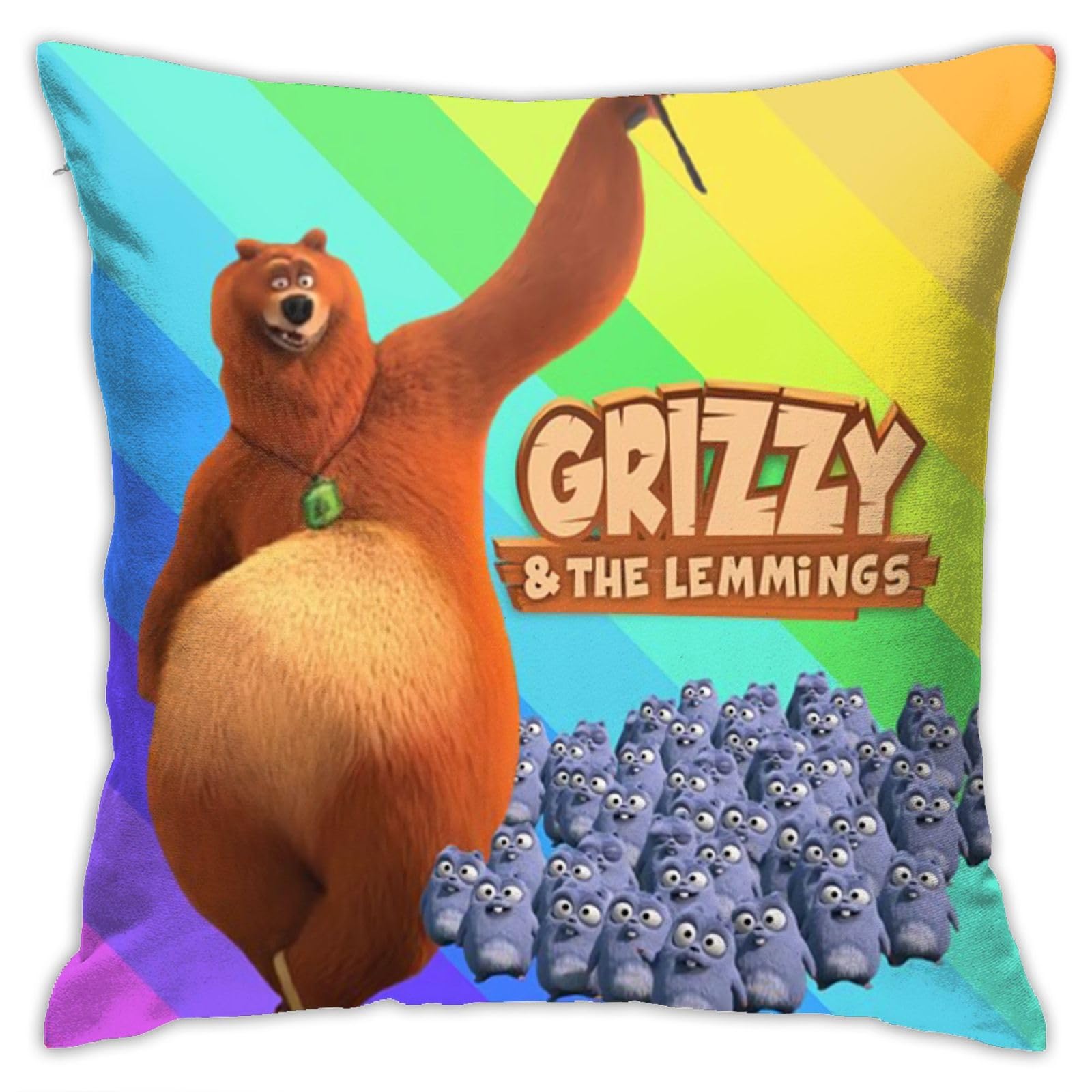 Lawenp As Pic Pillowcase For Grizzy And The Lemmings Throw Pillow Cover Anime 18X18 Inches Pillowcase Home Decor Square Cotton Linen Pillow Case Cushion Cover