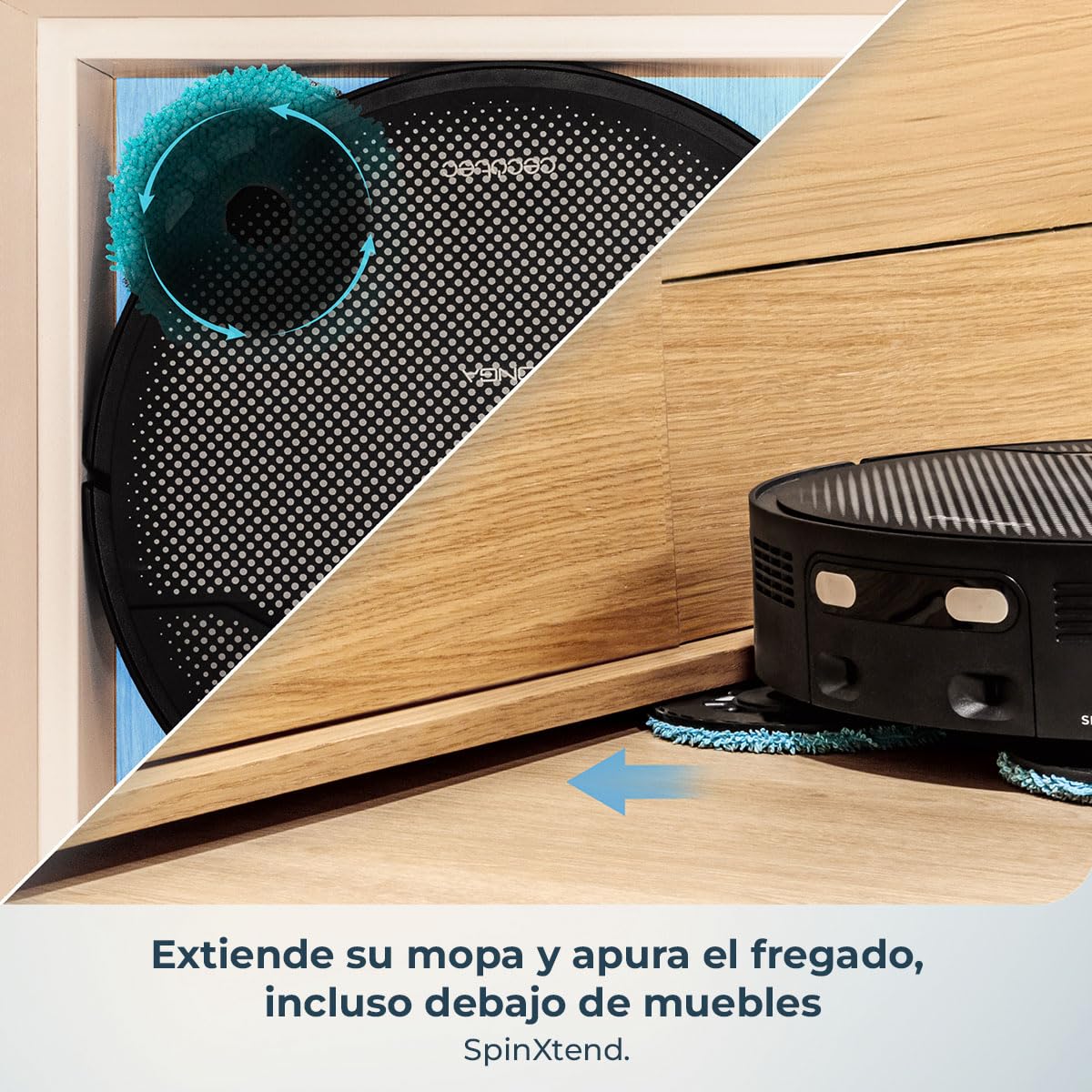 Cecotec Robot Aspirador y Friegasuelos con IA y Base Autovaciado Conga X70. Motor de Succión 15000Pa, Base 4 en 1, Tecnología Láser, Mopas Giratorias, Cepillo Lateral, App y Bluetooth — view 8