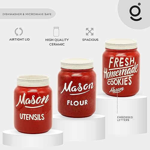 Miniatura 3 de Recipiente de harina Mason Jar  Tarros decorativos de harina  Tarros de almacenamiento de alimentos de cocina con tapas  Recipiente de cerámica para