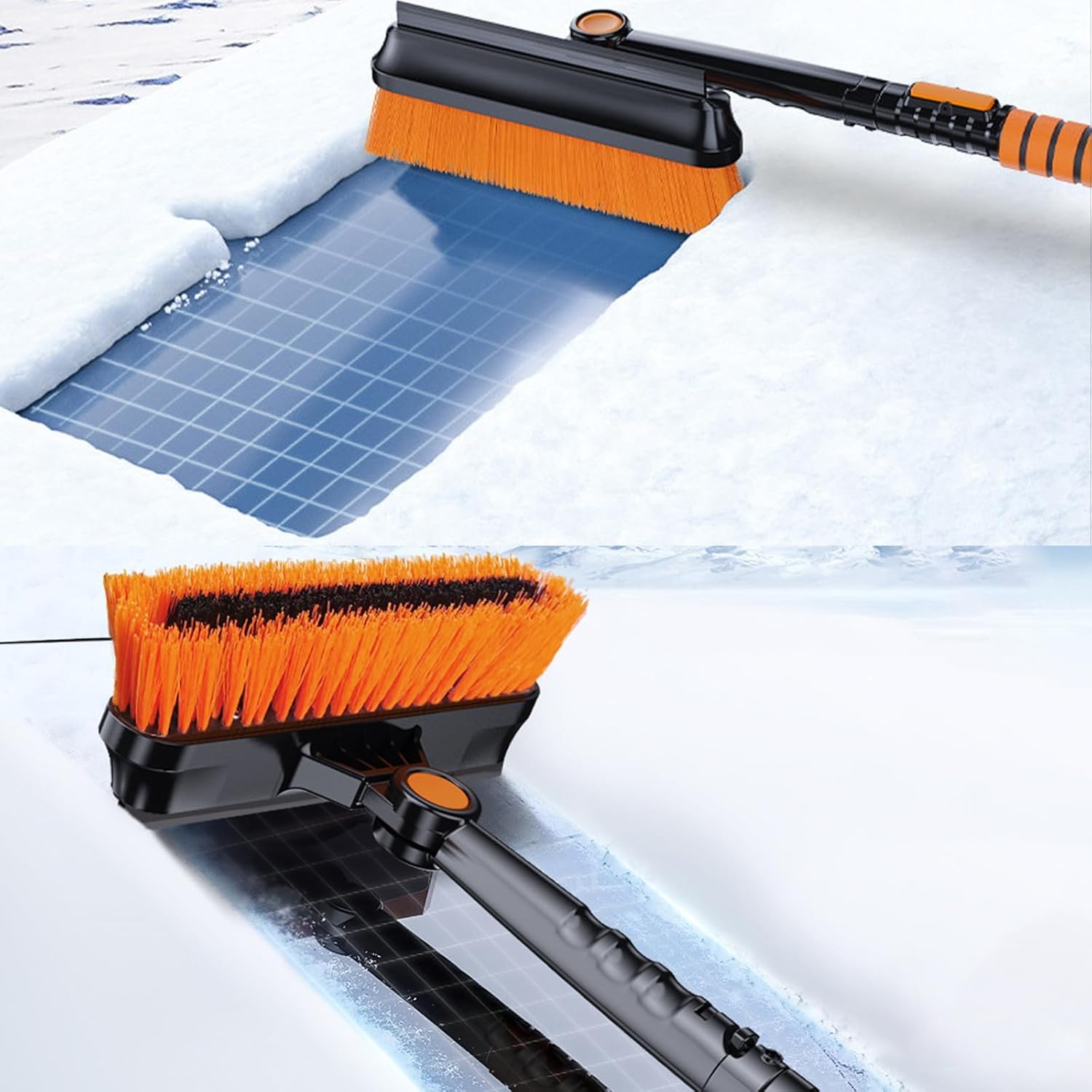 Pelle a Neige Pliable Ensemble Kit Déneigement Auto, AIOMEST Dégivreur et Grattoir à Glace pour Pare-Brise, Balai de Neige Extensible 106cm avec Raclette Enlever la Neige pour Voiture, Camion, SUV