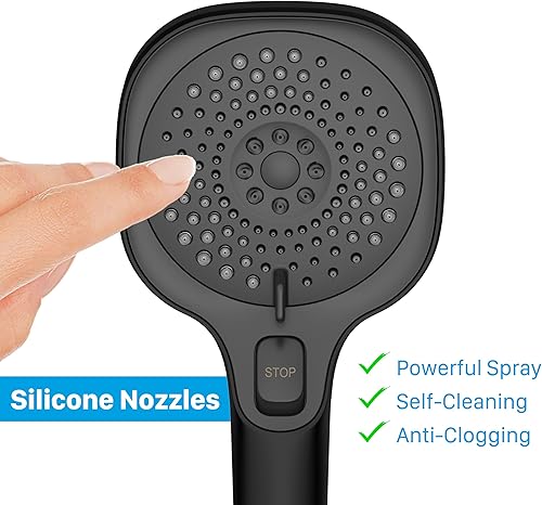 Miniatura 2 de Cabezal de ducha para autocaravana con manguera e interruptor de encendido y apagado, 3 pulverizadores de ahorro de agua y cabezal de ducha de alta