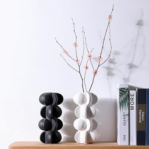 Florero de cerámica de 9 pulgadas para decoración moderna de granja, florero blanco para decoración del hogar, sala de estar, hogar, oficina, centro