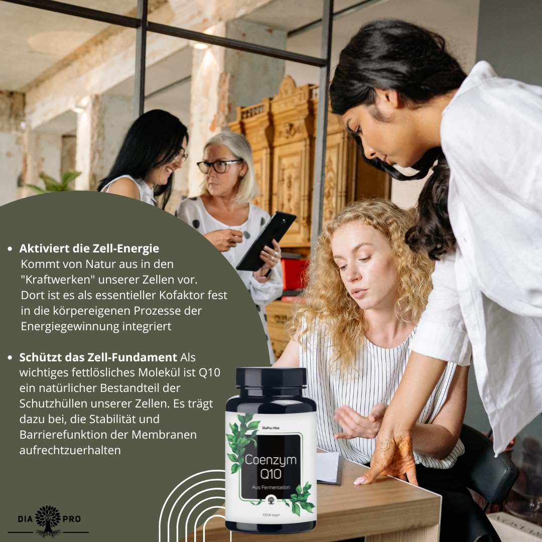 DiaPro® Coenzym Q10 200mg hochdosiert – 100% Vegan aus Fermentation (Bioidentisches Ubichinon) | 120 Kapseln (4 Monatsvorrat) Laborgeprüft & Made in Germany (Packung mit 2)