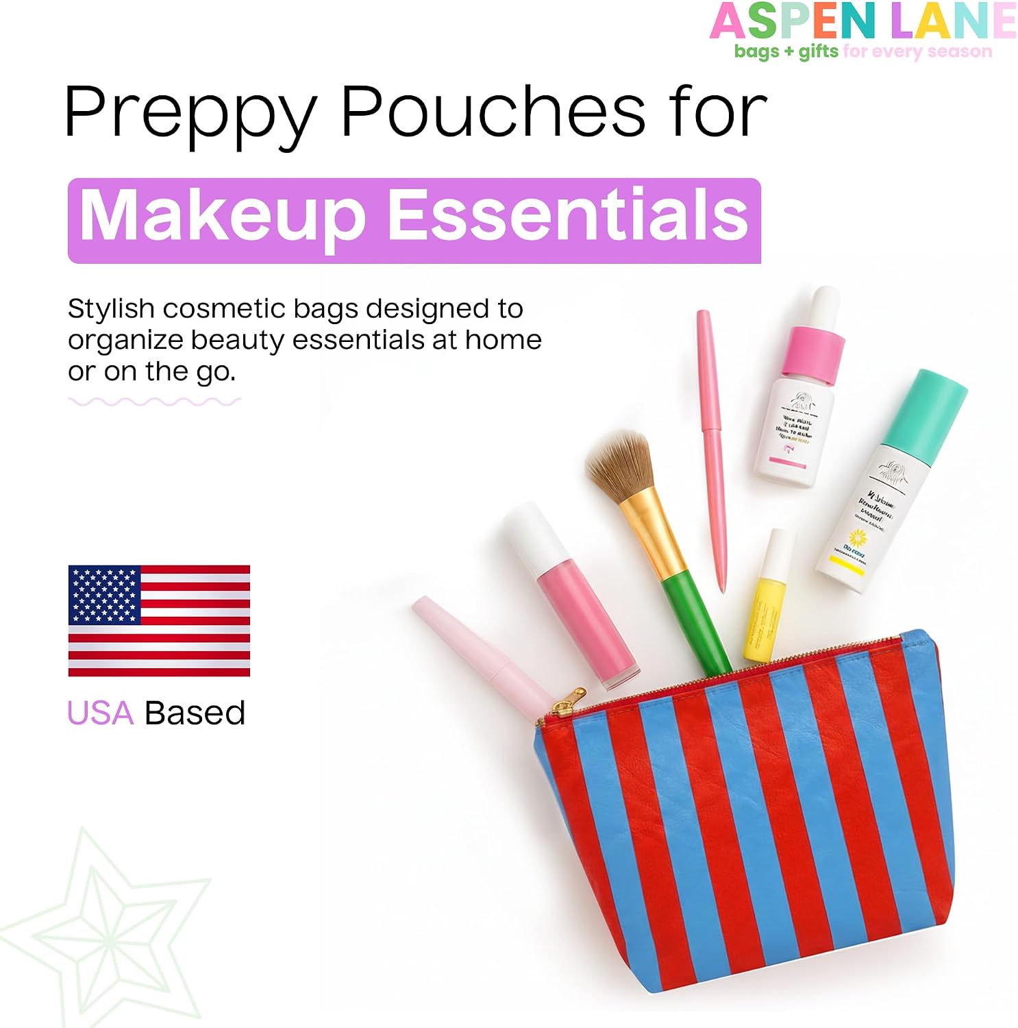 Aspen Lane Makeup Bag Set of 5 Waterproof Cosmetic Bags for Women Travel Makeup Bag Organizer Small Makeup Pouch Bulk Gifts for Bridesmaids Bachelorette Party and Travel Pouches Red Blue