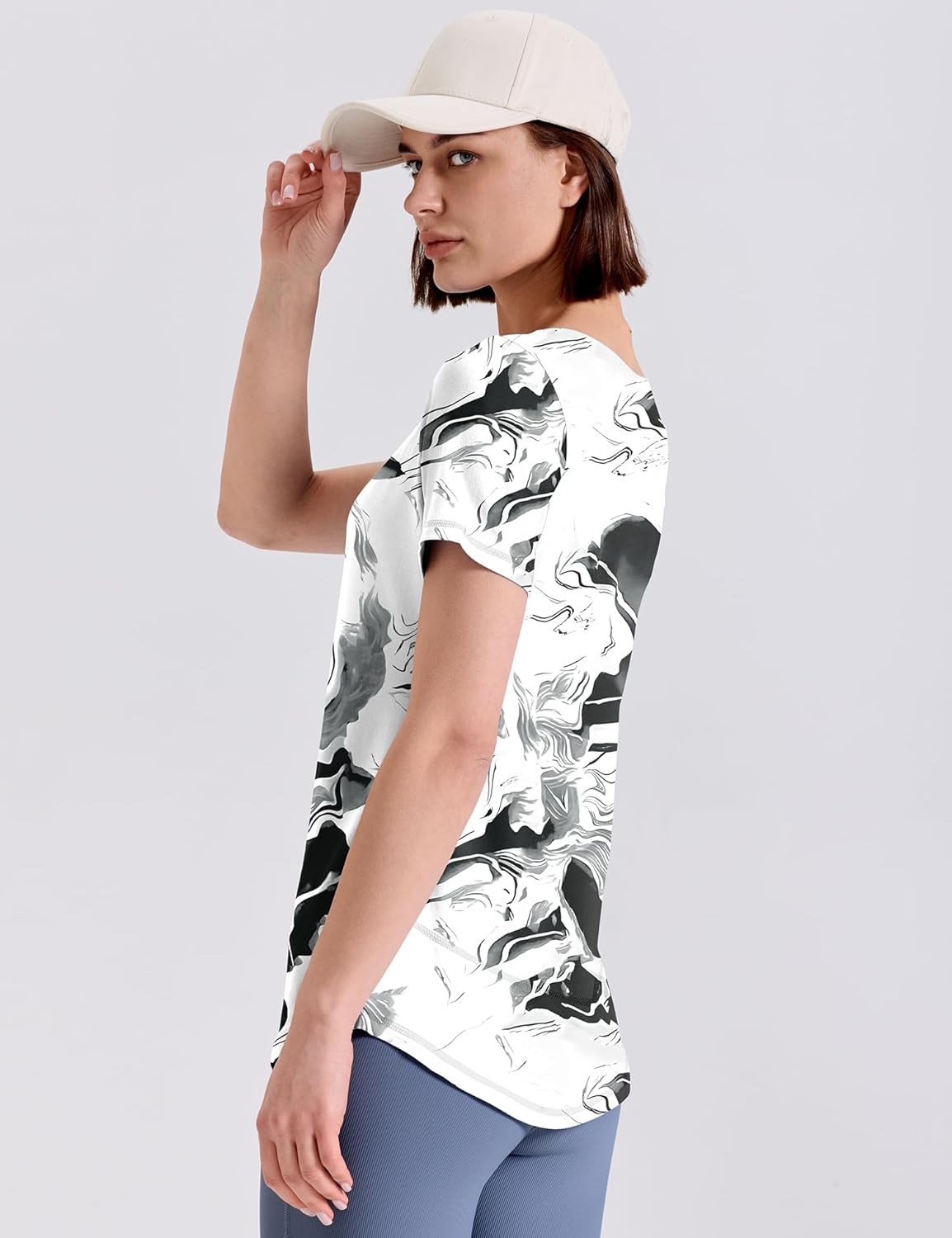 Kistore Workout Tops for Women Short Sleeve Boat Neck Loose Fit Gym T-Shirt Athletic Casual Tee Shirts - Image 4