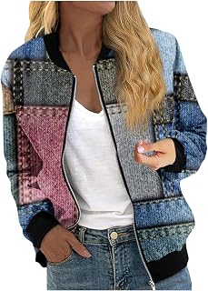 KEXIMIXUE Womens Parka Coat Long Sleeve Hiking Outerwear Oversized Encanto Holiday Coz Overcoat Patchwork V Neck Fitted Print Coat