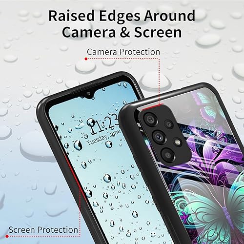Miniatura 6 de Funda para Samsung Galaxy A32 5G Galaxy A32 5G, vidrio templado, funda negra con diseño de mariposas diseñada para mujeres y hombres, funda de