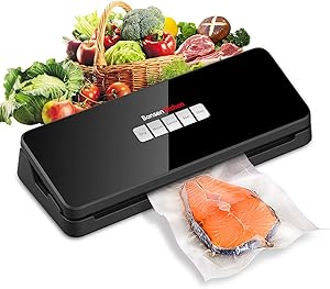 Bonsenkitchen Vacuum Sealer Machine, Food Saver Vacuum Sealer Machine With Air Sealing System with 3 Food Modes, Food Vacuum Sealer for Food Preservation with 15 Vacuum Sealer Bags, Black