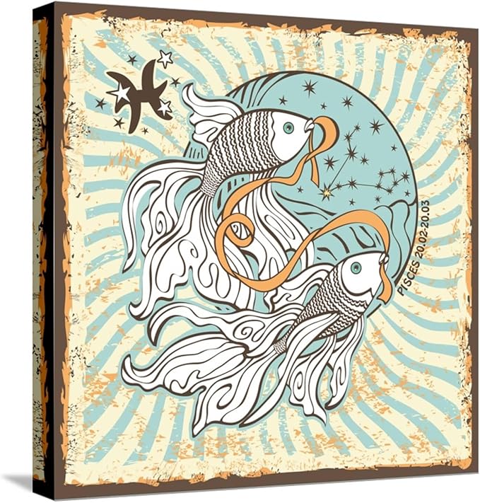 ART.COM Stretched Canvas Print Pisces Zodiac Sign.Vintage Horoscope Card by Tatiana_Kost, 16