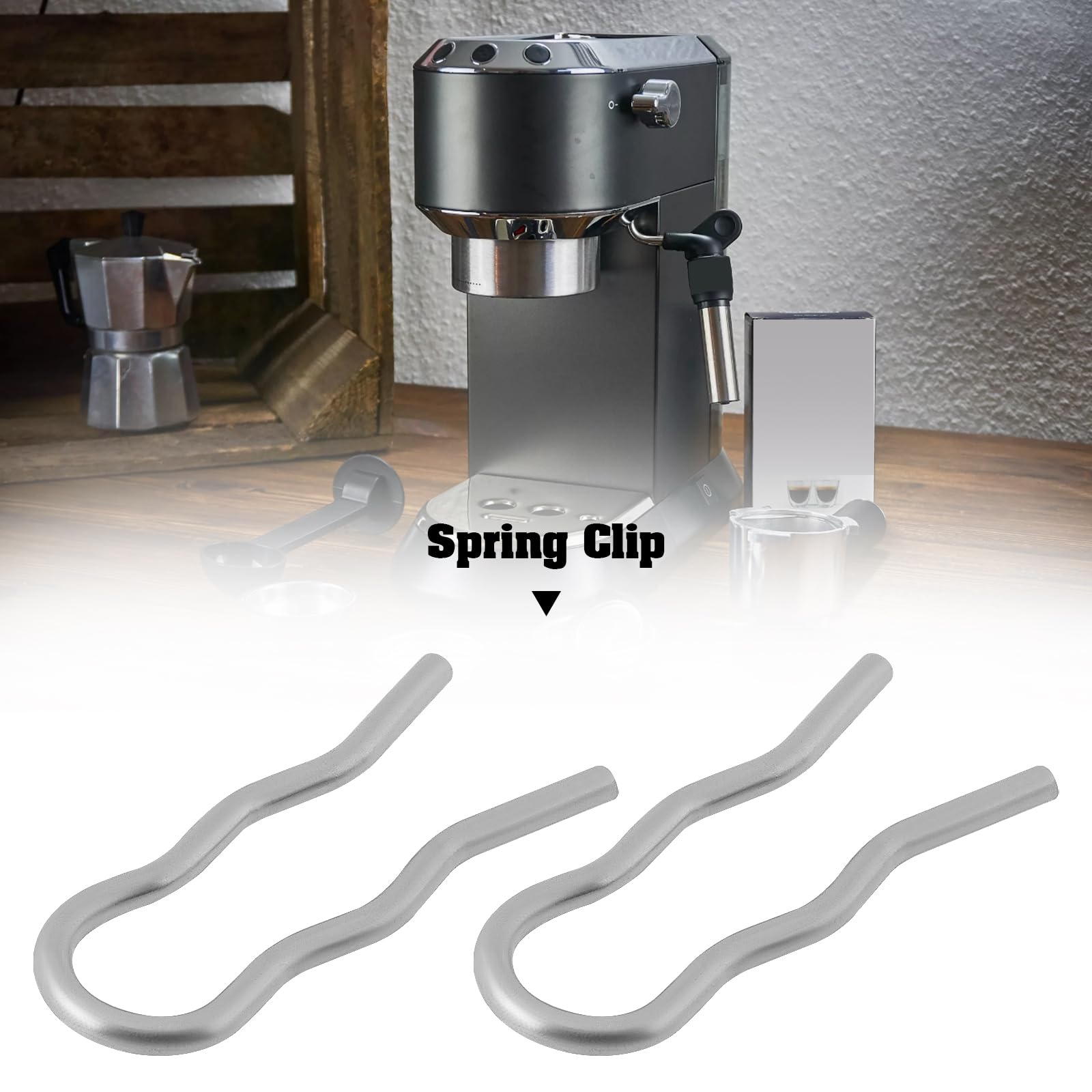 4 szt. klips sprężynowy do ekspresu do kawy część zamienna 6132101300 kompatybilna z Delonghi EC140B ECA13000 ECA13200 ECA13400 ECA13500N ECA13500S