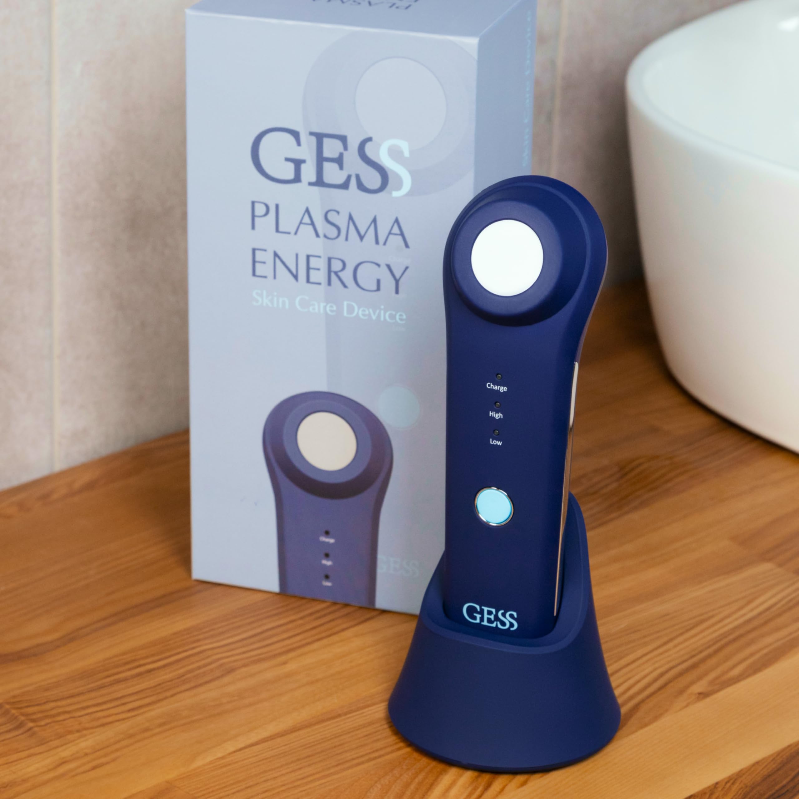 GESS Plasma Energy - Massaggiatore al plasma a freddo con piastra in ceramica, per la cura della pelle del viso, ad alta frequenza per acne, per pelli sensibili