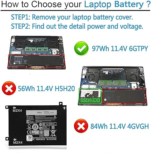 Miniatura 2 de 6GTPY - Batería de 97WH para estación de trabajo Dell XPS 15 9550 9560 9570 P56F P56F001 P56F002 Precision 15 5510 5520 5530 5540 M5510 M5520,