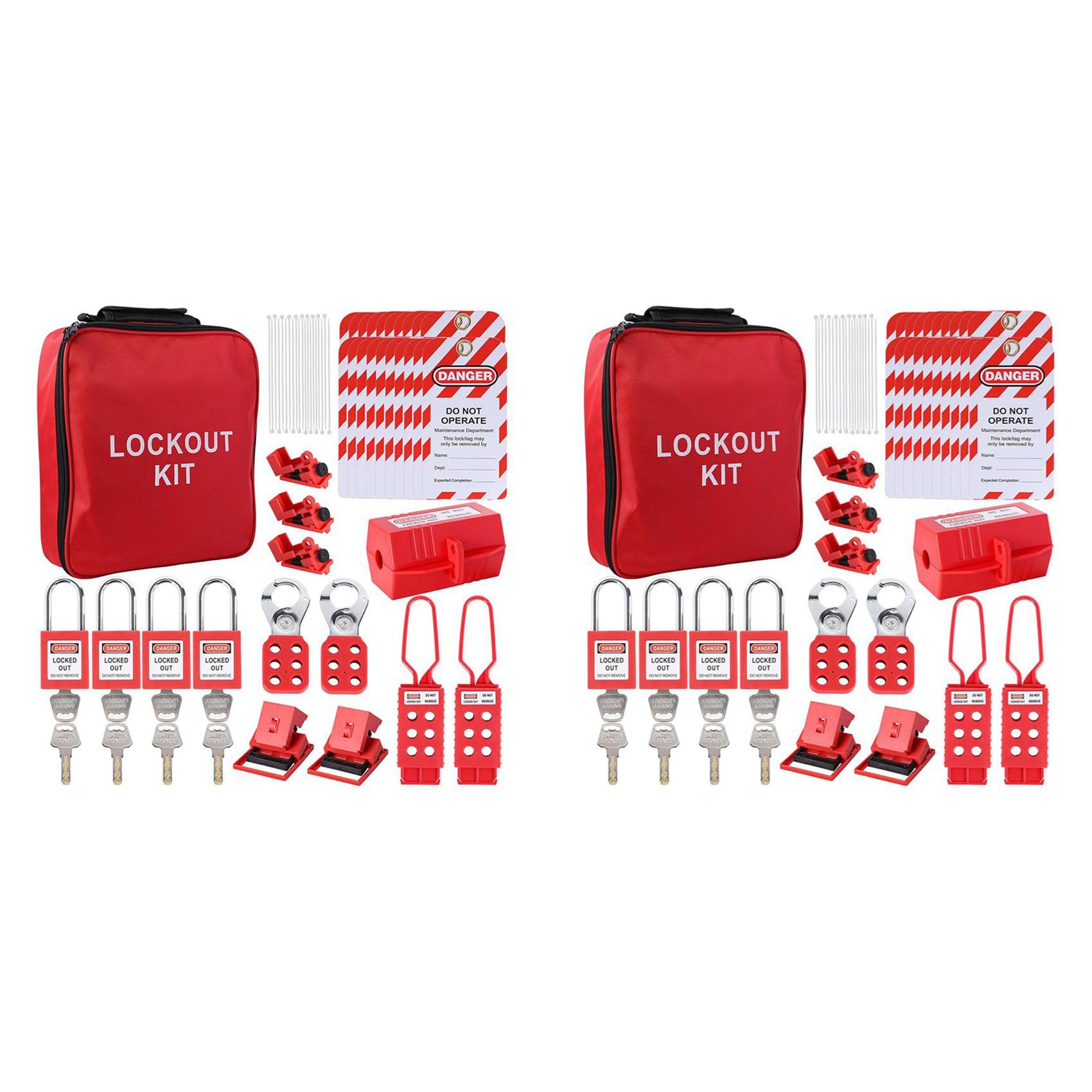 Jnchdghwa As Shown 2X Lockout Tagout Kit, Electrical -Kit With Circuit Breaker Lockout, Lockout Hasps, Lock Out Tags Multi-Pole Breaker