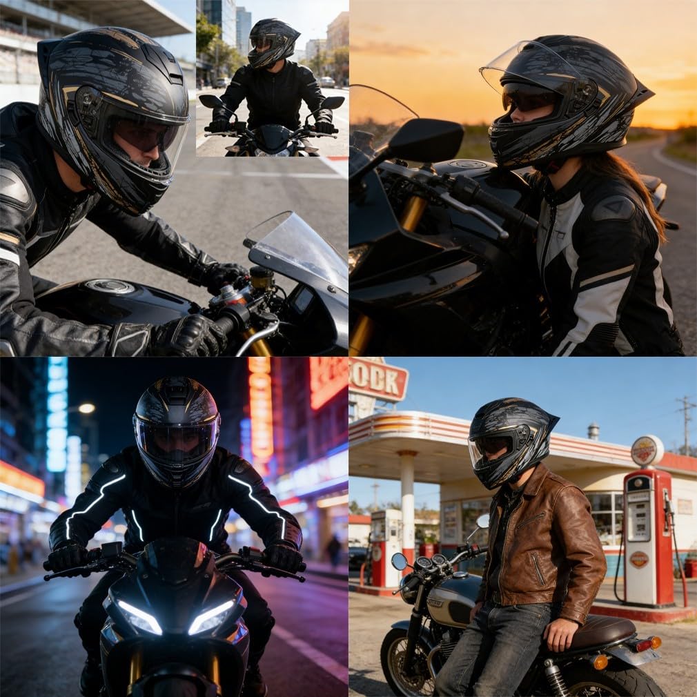 Cały kask motocyklowy z maską ECE 22.06