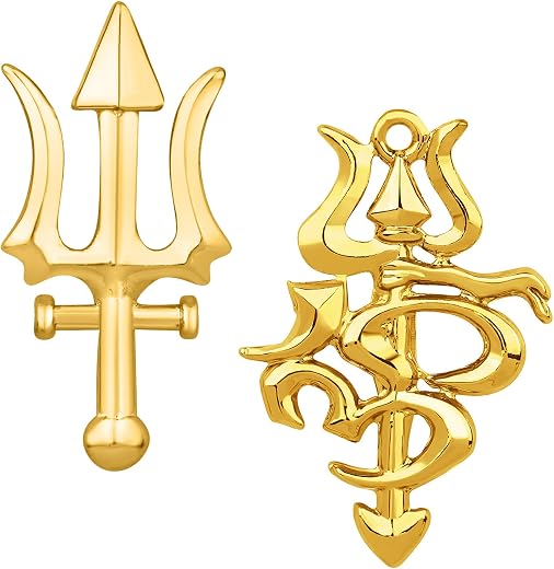 Mahi Combo of Om and Trishul Wedding Brooch/Lapel Pin for Men (CO1105463G)