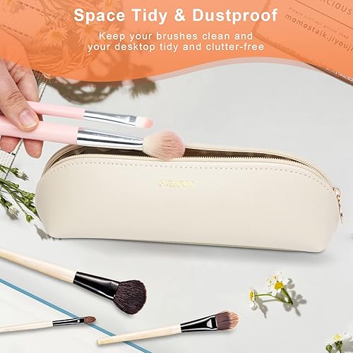 Miniatura 2 de Fuzhors Soporte para brochas de maquillaje de viaje, Caqui, Moda