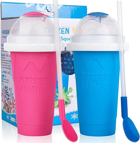 Vaso Slushie Maker para granizado de congelado, taza mágica para apretar tú mismo, doble capa, 2 unidades, vaso de granizado para batidos, máquina