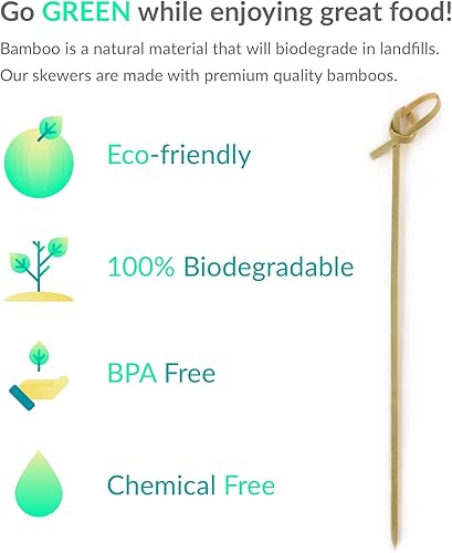 Miniatura 3 de JapanBargain - Pinchos de bambú con extremo doblado, 6 pulgadas