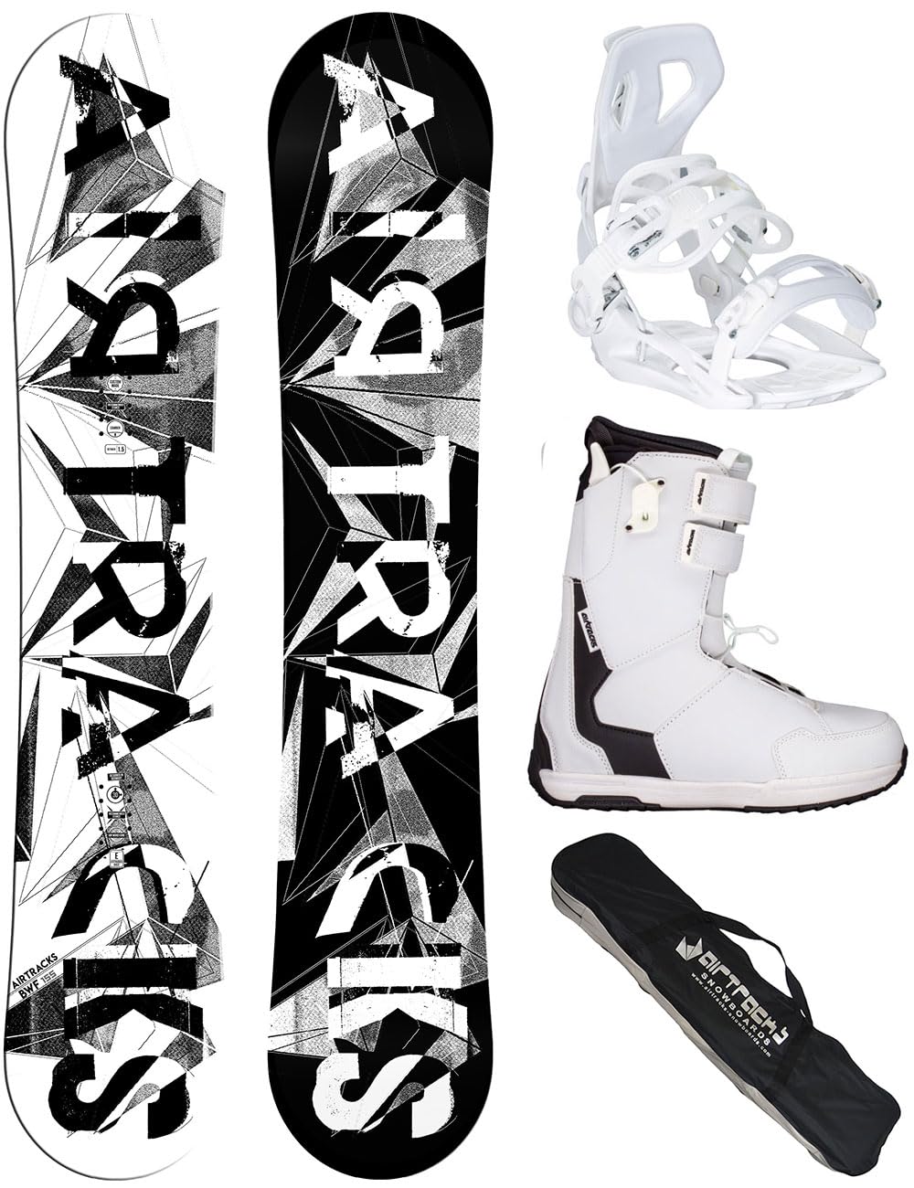 AIRTRACKS Snowboard Set Paquete Completo Tabla BWF Camber Mujer+Fijaciones Master+Botas+SB Bolsa Nuevo 140 145 150 155 cm