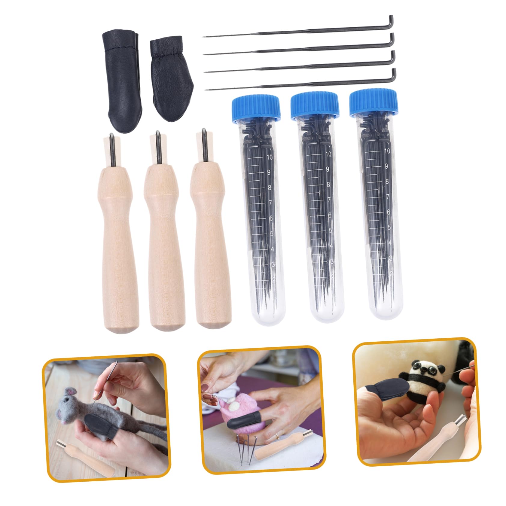 SHINEOFI 3sätze Filznadeln Für Nadelfilzen Teiliges Werkzeugset Mit Ergonomischem Holzgriff Für Trocken Und Nassfilzen Für Anfänger Und -projekte