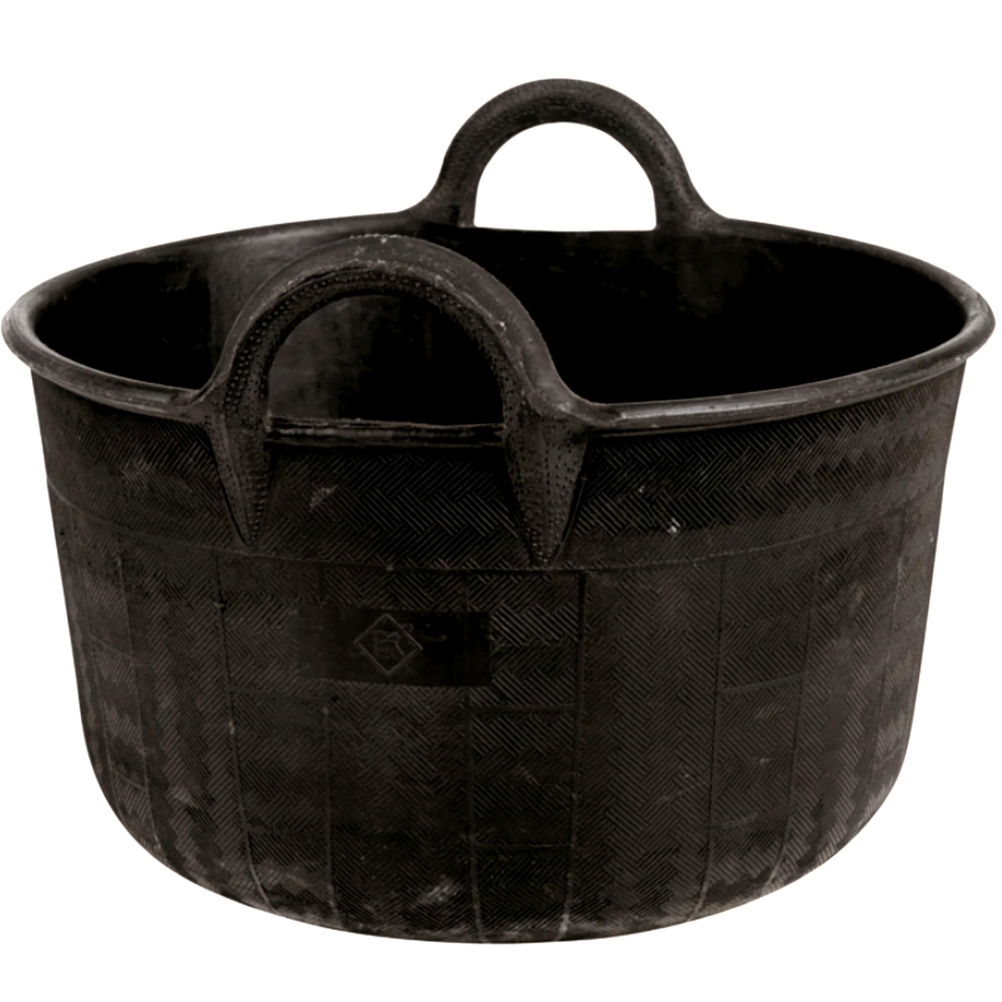 Bricoloco Espuerta Carbonera de goma caucho reciclado 30 litros. Capazo de goma con dos asas para transporte y almacenamiento del carbón -altura 260 mm y boca de 450 mm (2)
