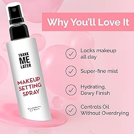 Elizabeth Mott Thank Me Later 3-in-1 Dewy Makeup Setting Spray - Hydrating & Long-Lasting Fine Mist with Niacinamide for a Radiant Glowy Look - Lightweight, Cruelty-Free, Travel-Size Face Spray, 30ml