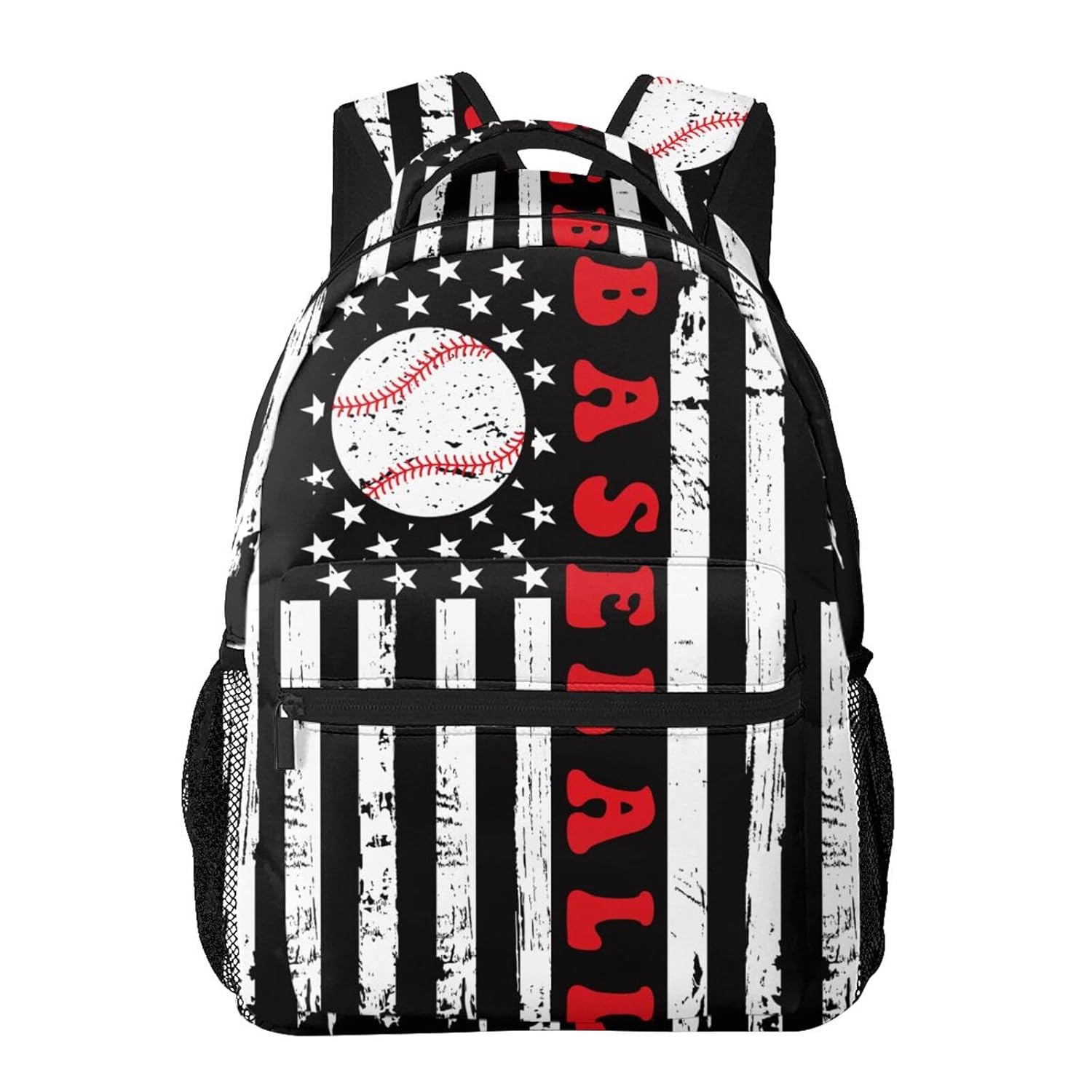 Vintage Baseball American Flag Backpack For School Laptop Bags Bookbag Big Casual Daypack For Student Girls Boys Kids